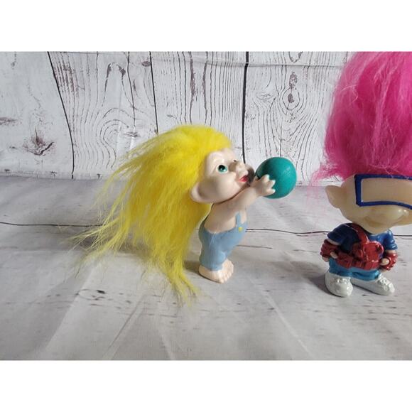 Vintage Applause Troll Baby Yellow Hair Burger King Pink Hair Troll - Picture 3 of 10